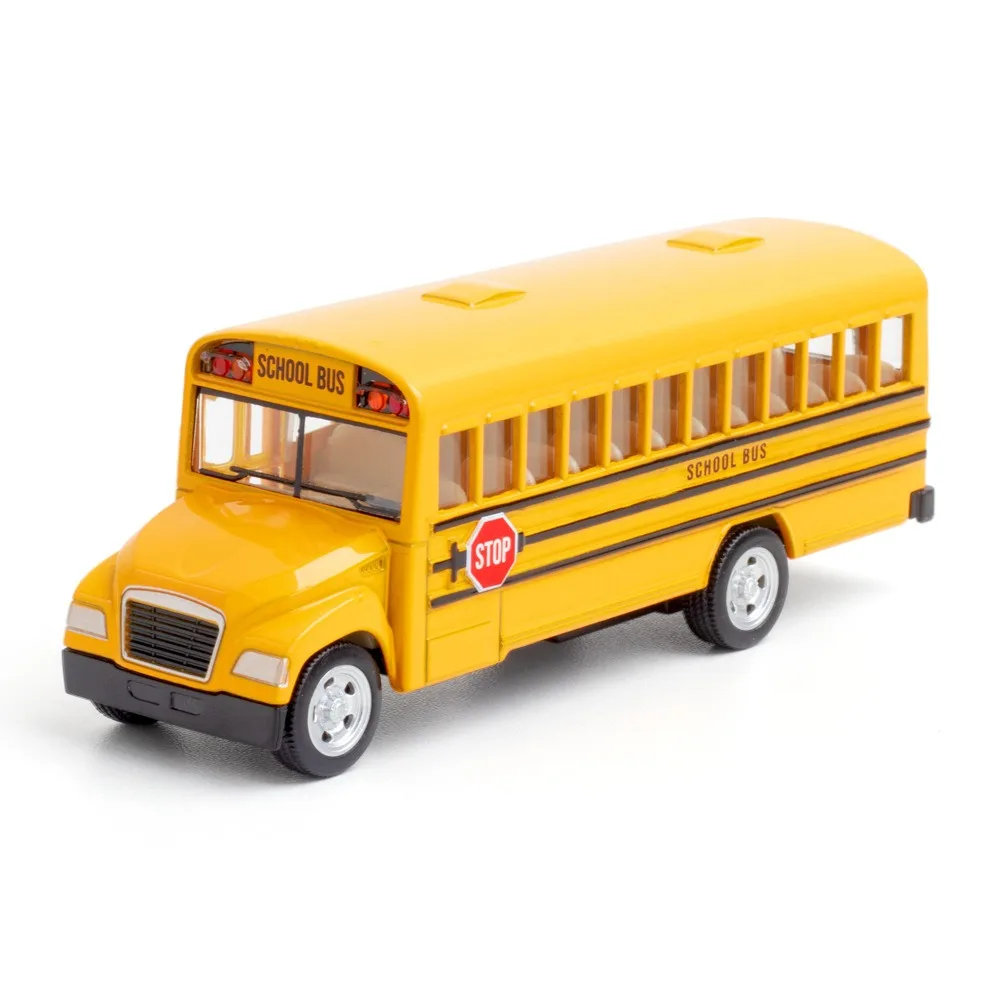 5\'\' US School Bus Toy Car For Children RMZ CiTY Classical Diecast Miniature Vehicle Model Pull Back Collection Gift For Boys