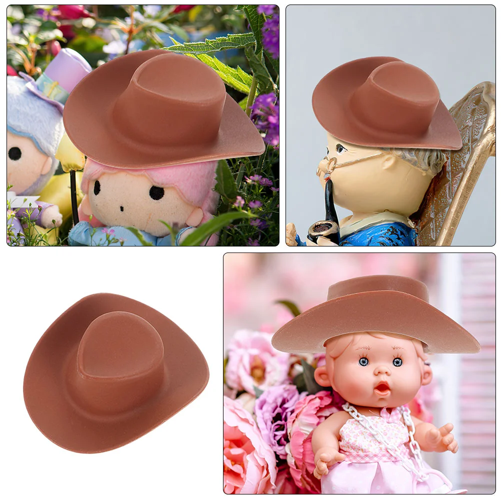 10 Pcs Toy Hat Cowboy Tiny Hats for Dolls Plastic Mini Miniature Multicolor 550X450X200CM Brown DIY