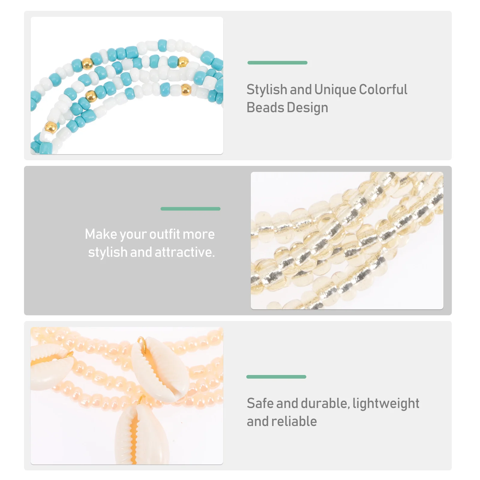 

4Pcs Glass Rice Beads Waist Chain Colorful Beaded Waist Beads for Women Beach Bikini Accessories Summer Body Chains