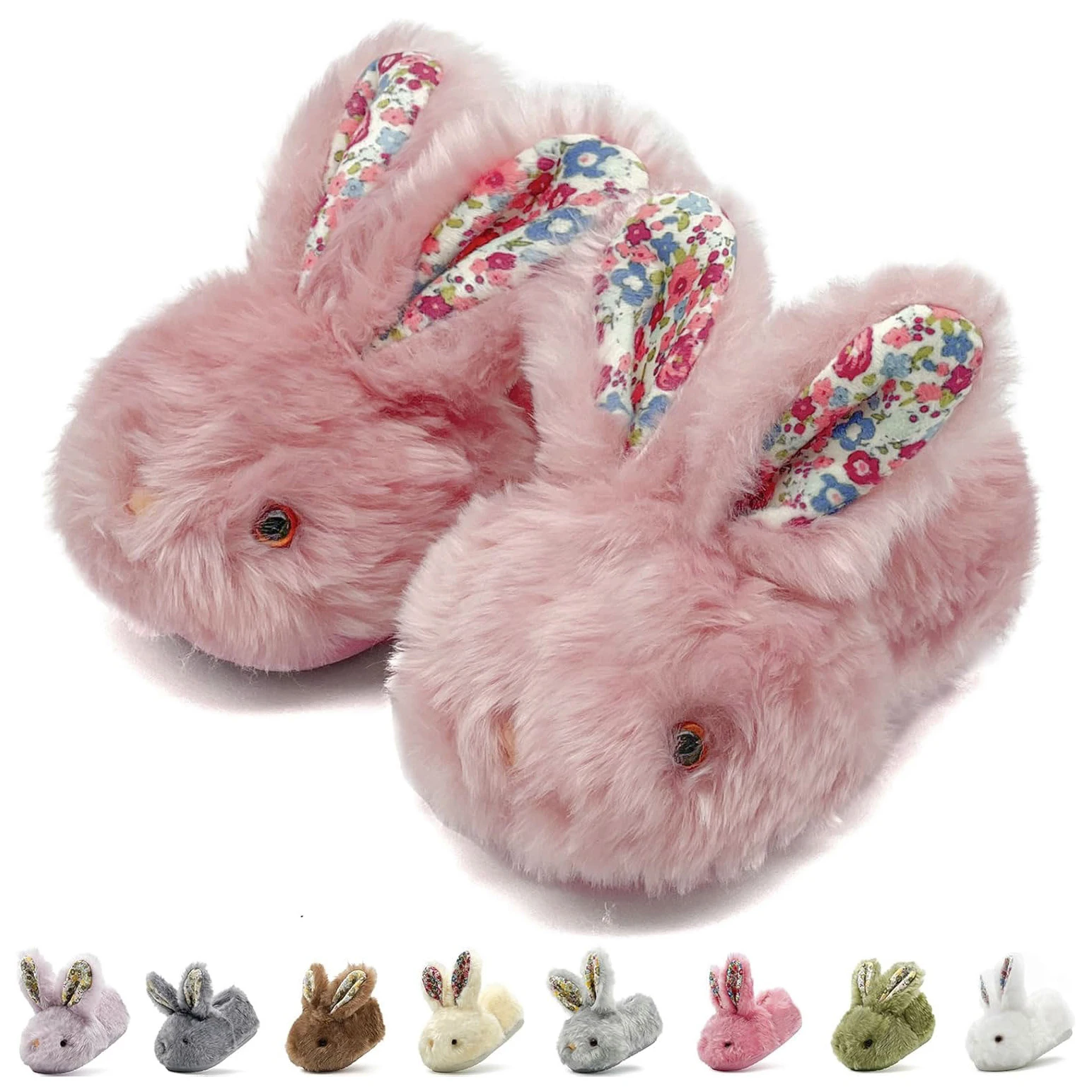 

Тапочки с милым кроликом для маленьких девочек и мальчиков, детские тапочки с мультяшными кроликами и животными, зимние теплые мягкие плюшевые нечеткие домашние тапочки