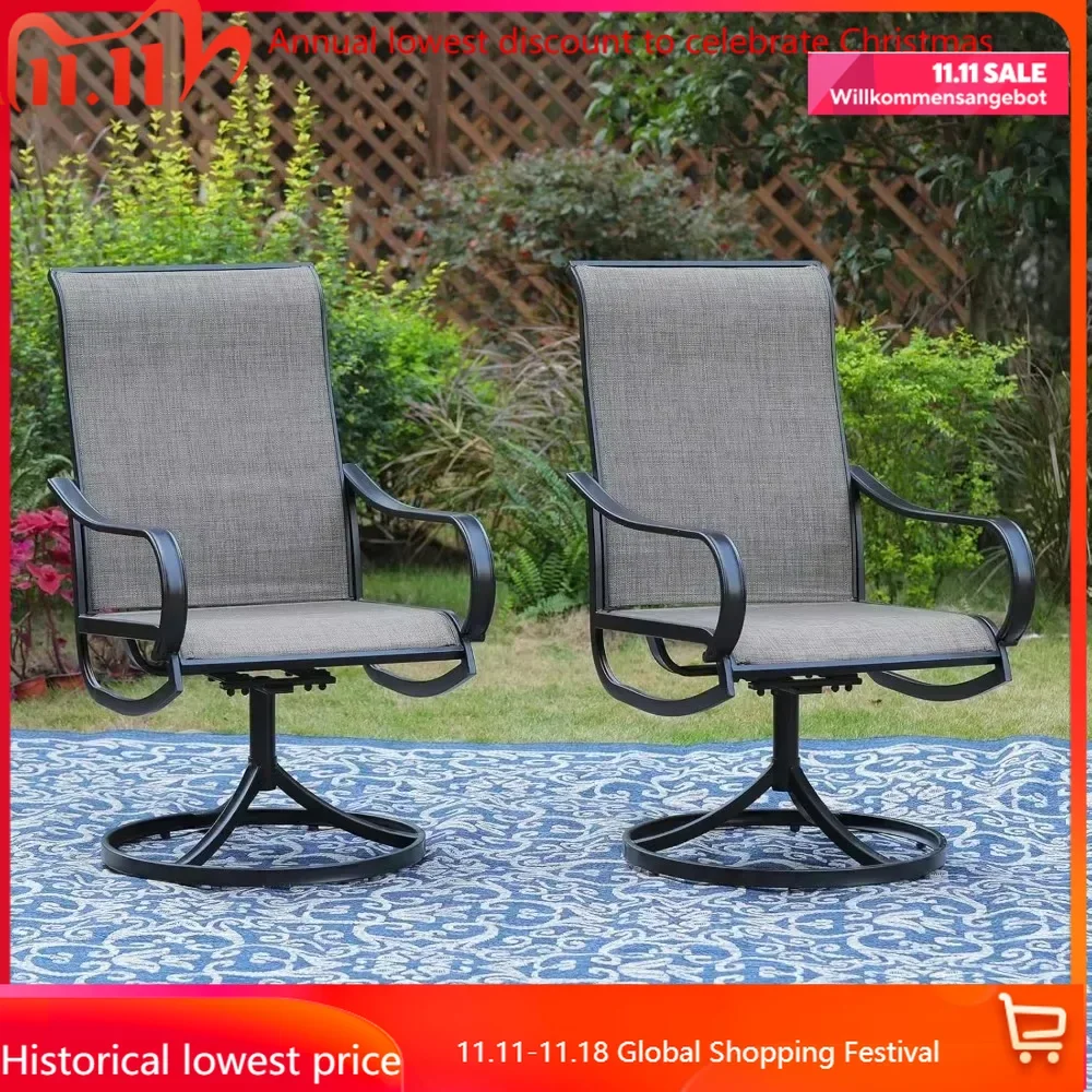 Patio Chairs All Weather Patio Dining Chairs Set of 2 Swivel Patio Chairs Textilene High Back for Lawn Garden Backyard