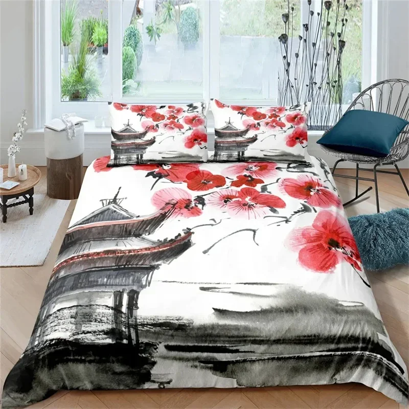 3D Print Cherry Blossom Flower Bedding Set Boys Girls Twin Queen King Size Duvet Cover Pillowcase Bed Boys Teen Adults 2/3pcs