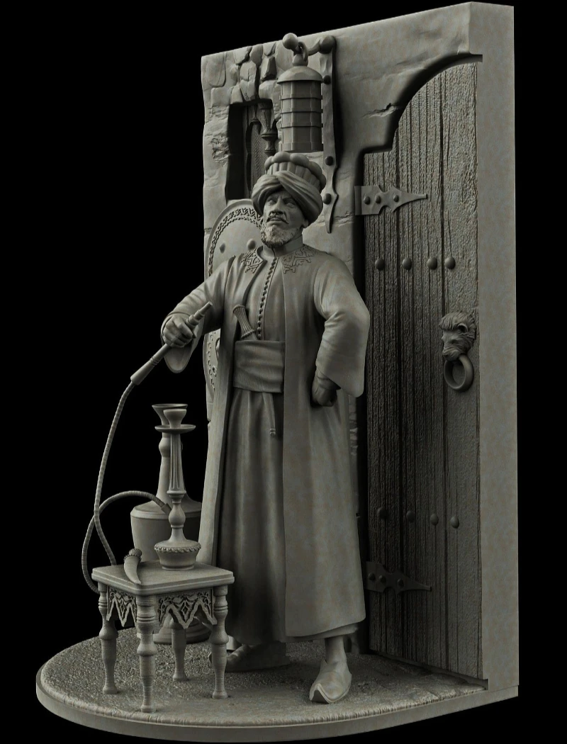 1/24 Scale 75mm Die-Cast Resin Figure Model Kit Ancient Eastern Merchant Hobby Miniature Toys Unassembled Unpainted Diorama