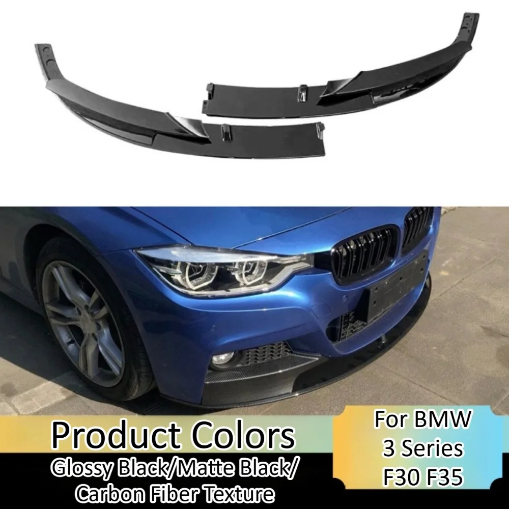 For BMW 3 Series F30 F35 320li Premium Real Dry Carbon Fiber Front Lip Splitters MP Kit for Front Bumper Modification Upgrades