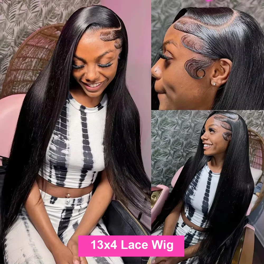 18-40 Inch 13x6 Transparent Lace Human Hair Wigs Straight 250 Density 13x4 Pre Plucked Front Human Wigs 5x5 Ready to Go Glueless Wigs Brazilian Human Hair Wig For Women