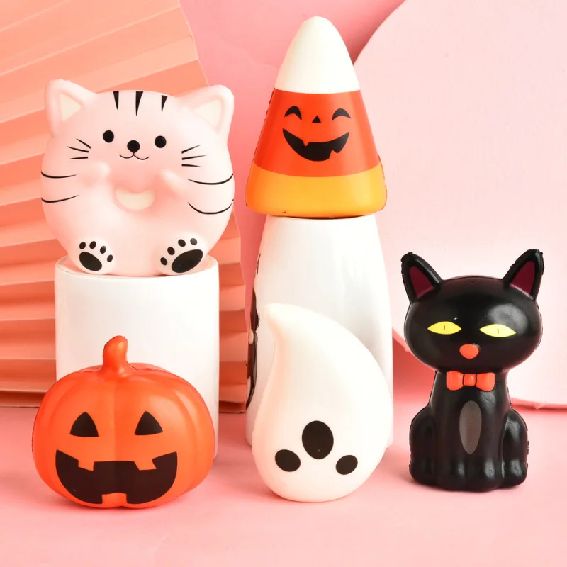 Squishy Halloween Slow Rising Squeeze Squishies Toy Pumpkin Decompression Toy Black Cat Monster Ghost Stress Relief Toy