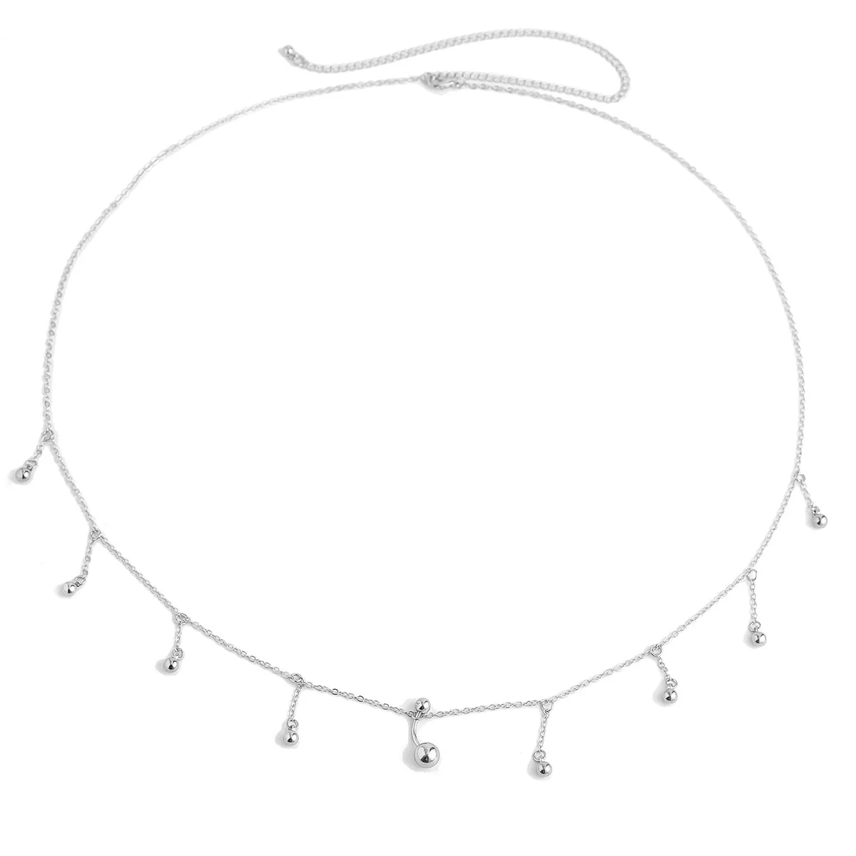 Cadena de cintura con colgante de borla y cuentas redondas Retro para mujer, cadena Simple de Metal dorado dulce para chica, abalorio de moda para playa, regalo de joyería 2024