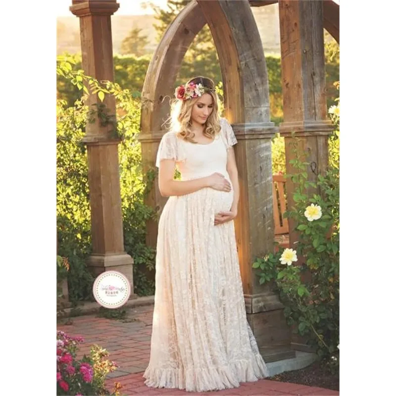 Women White Skirt Maternity Photography Props Lace Pregnancy Clothes Maternity Dresses For Pregnant Photo Shoot Clothing