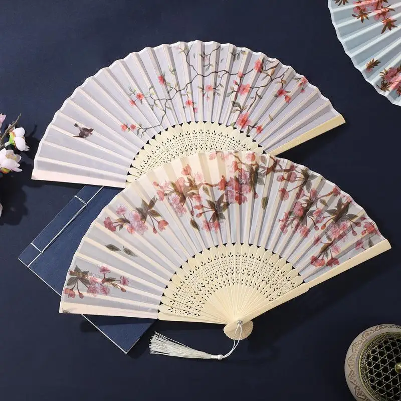 المرأة زهرة الطباعة مروحة اليد الثقافية الصينية التقليدية مروحة قابلة للطي الرقص مروحة الصينية مروحة قابلة للطي حفل زفاف ديكور #5