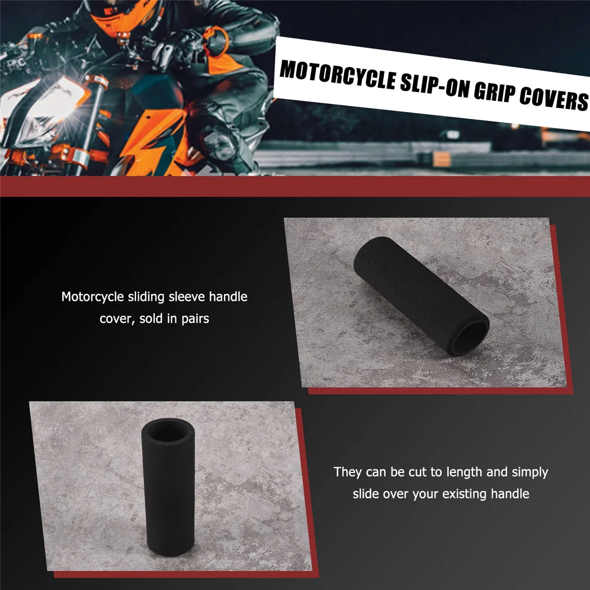 2PCS Motorcycle -on Foam Anti Vibration Comfort Handlebar Grip Cover Applicable Sleeve Inner Diameter 2.7-3.0 CM