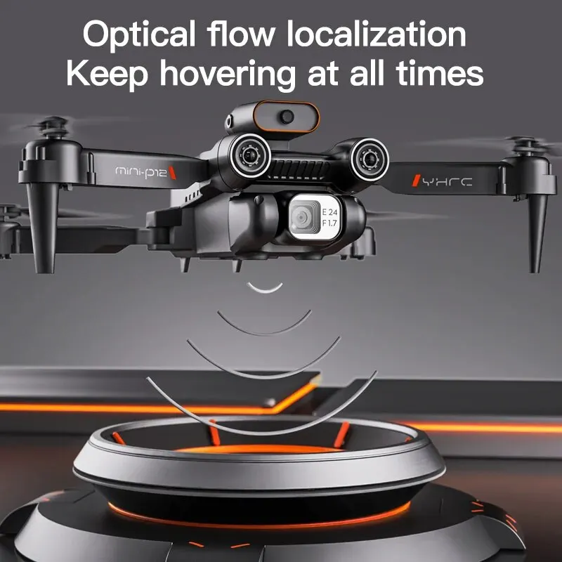 P12 Dual Camera Aerial Photography, Posicionamento de Fluxo Óptico, Veículo Aéreo Não Tripulado Dobrável, Aeronave de Controle Remoto, Toy Gift