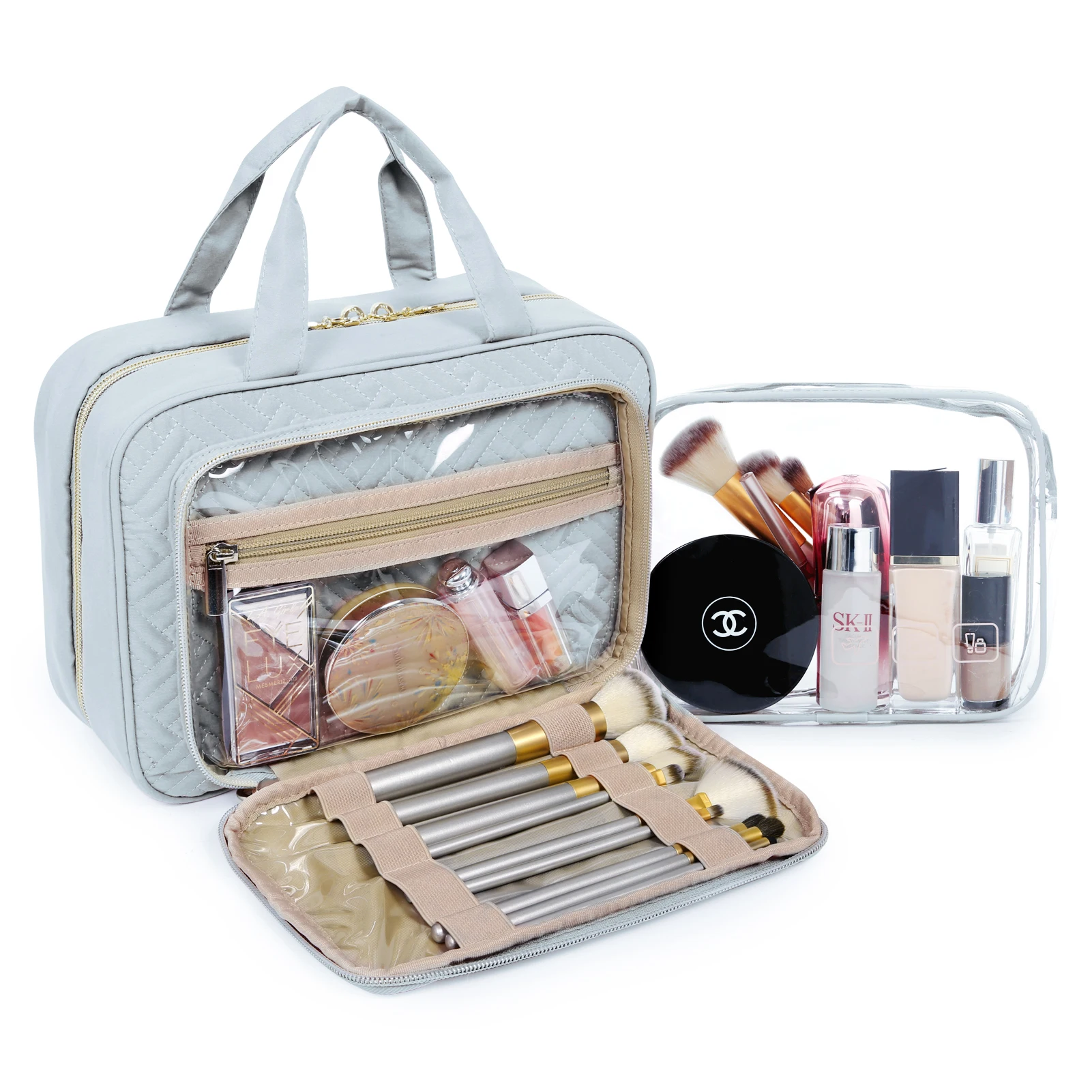 BAGSMART Damen-Kosmetiktasche für Make-up, Organizer-Tasche, Reisetasche, große wasserdichte Kulturbeutel, Damen-Make-up-Tasche