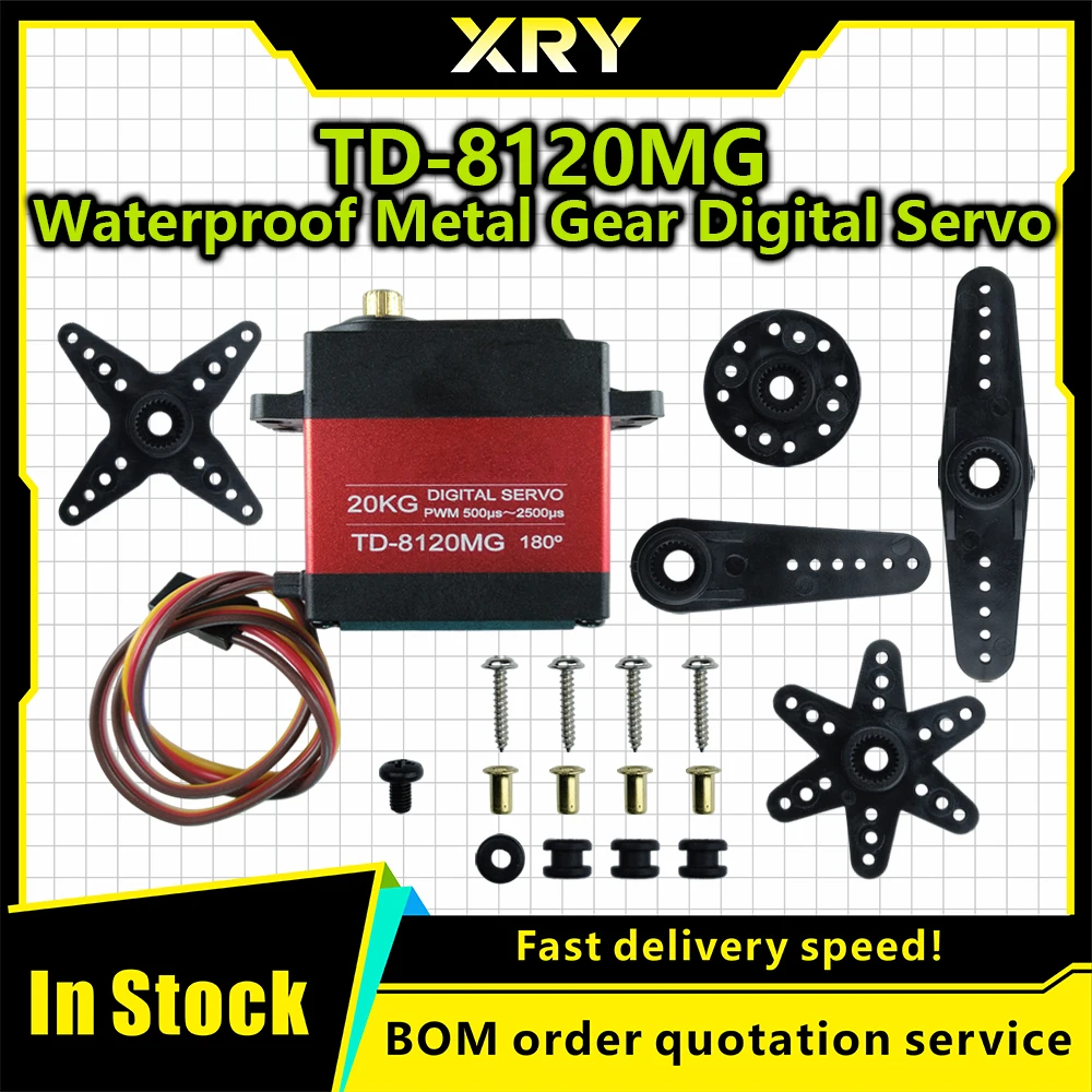 XRY TD-8120MG Waterproof Metal Gear Digital Servo with 20kg High Torque 180Angle for RC Remote Control Car Model Vehicle