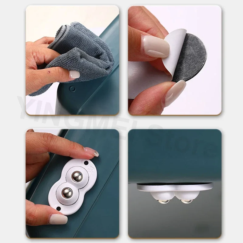 2 Beads Universal Wheel 360ยฐ Rotation Mini Self-Adhesive Furniture Caster Wheels Free Rotation Pulley Mute Ball Universal Wheel