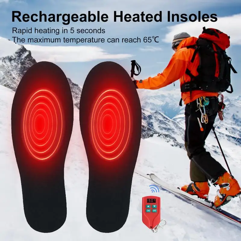 Men Women Heated Insoles USB Rechargeable Wireless Remote Controlled Temperature Heating Insoles Foot Warmer Unisex