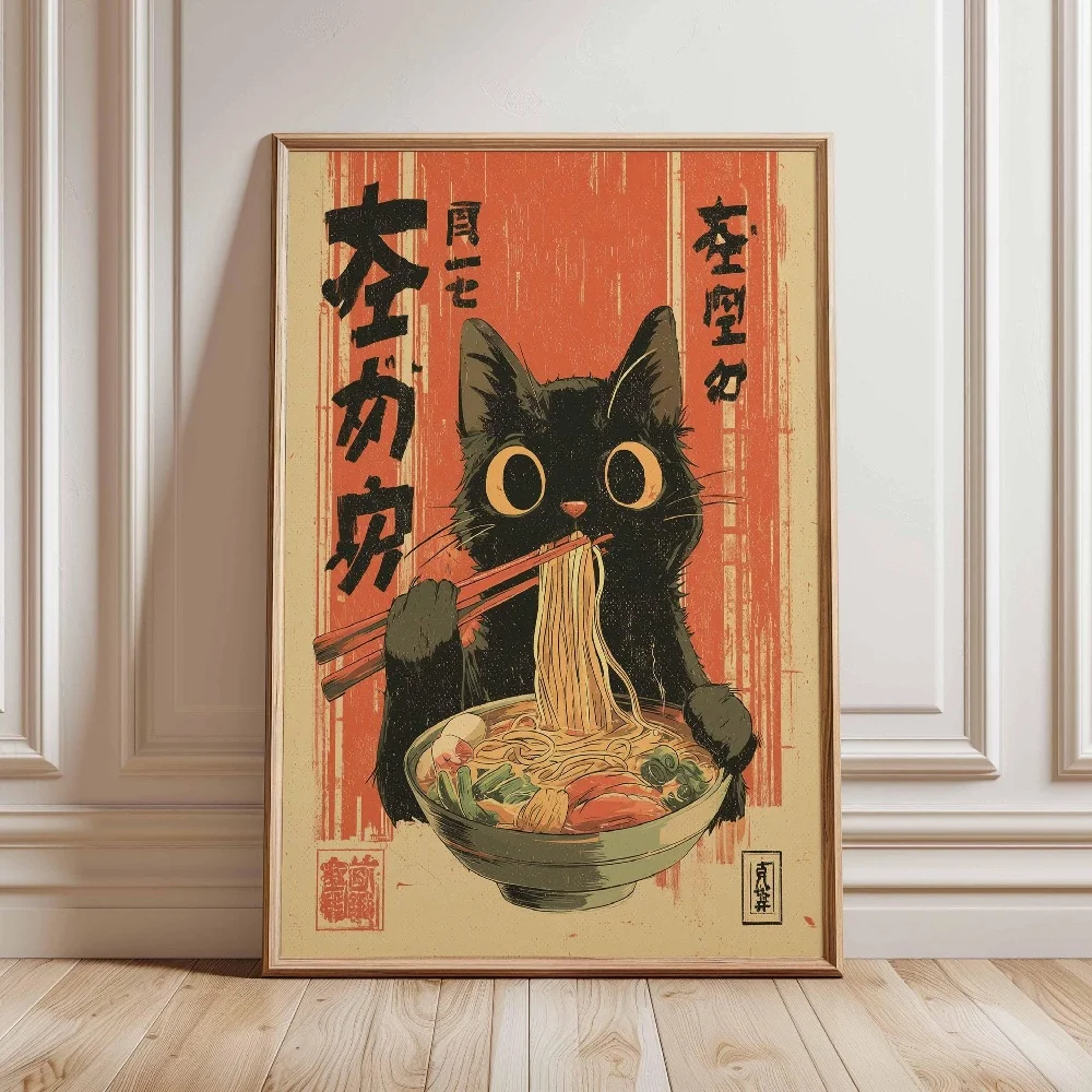 Japanese Food Drink Red Sun Bird Ukiyo-e Cat Warrior Lucky Cat Canvas Painting Wall Art Poster Picture Home Decor Mural Cuadros