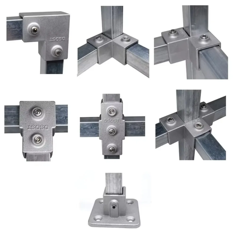 New Aluminum Alloy Square Tube Fixed Pipe Clamp Connector Accessories Three-way Square Storage Rack