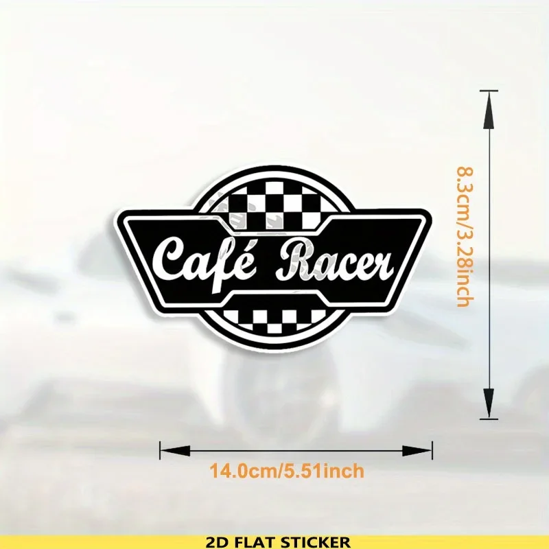 Checkerboard Flag Cafe Racer Vinyl Sticker Waterproof UV Protection Decal for Car Motorcycle Helmet Window Laptop Decor