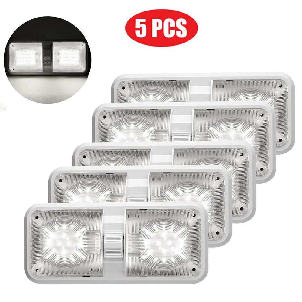 

5 шт. 12 В светодиодный потолочный двойной купольный светильник для автодома, внутреннее освещение для автофургона для грузовика, лодки, прицепа, кемпера