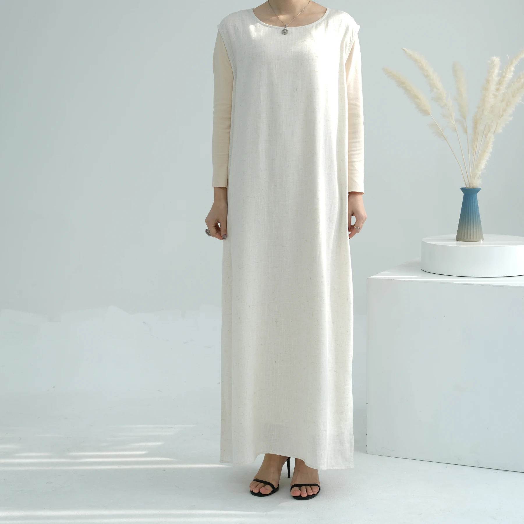 Modest Abaya Femme Casual All-Match Sleeveless Inner Dress Muslim For Women Maxi Robe Caftan Moroccan Islamic Clothing Vestidos