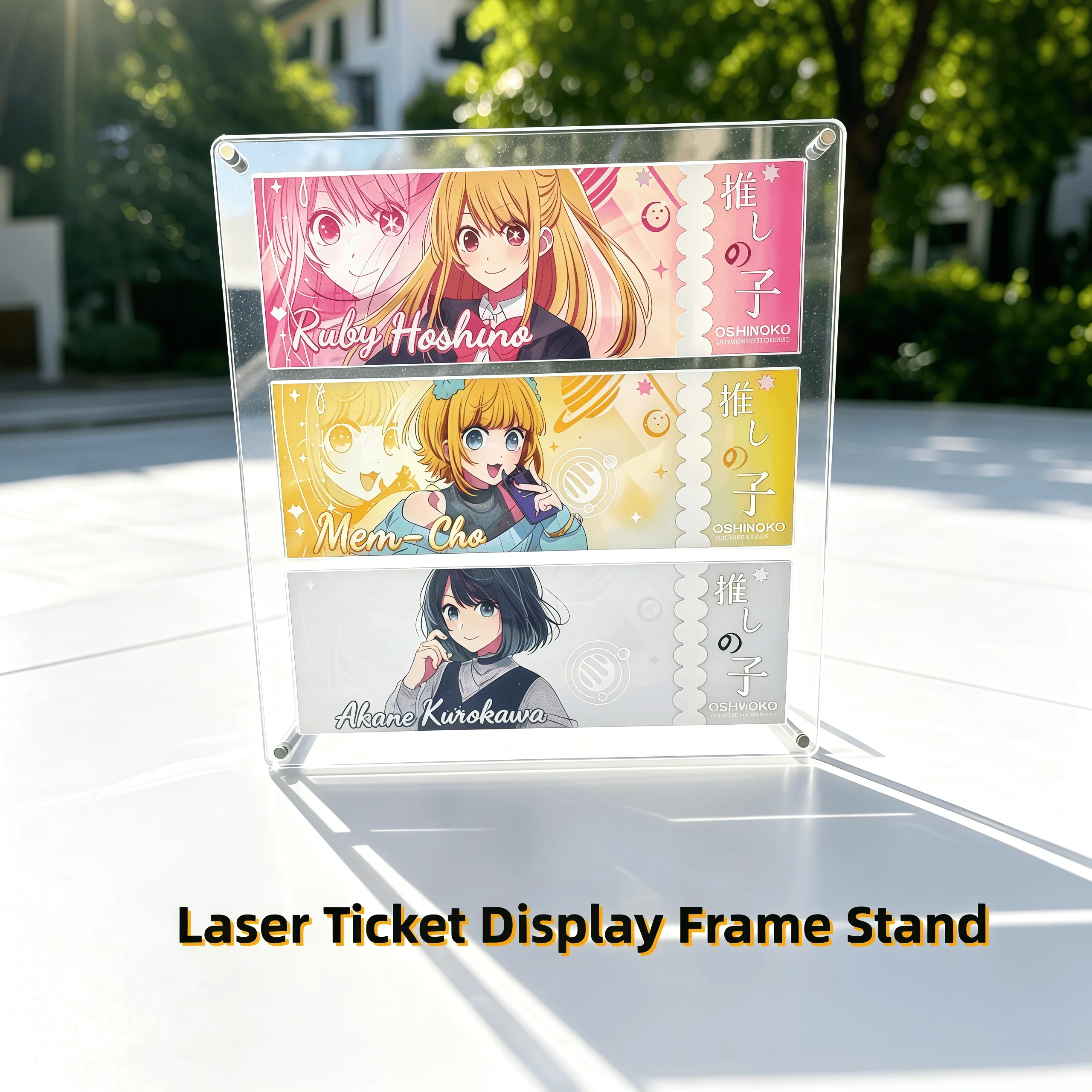 Thickened Acrylic Laser Ticket Display Frame Stand Anime Character Star Card Protection Cover Collection Holder