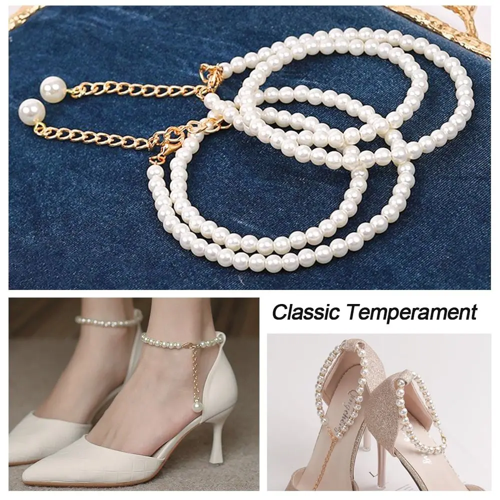 Decorations Anti-skid High Heel Ankle Chain Pearl Heels Band Women Shoelaces High-heeled Shoes Straps High Heels Chain