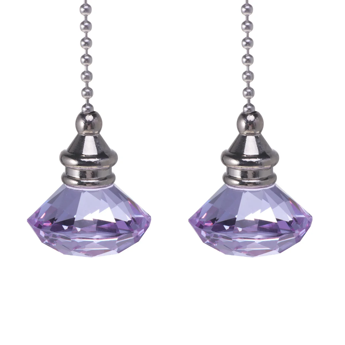 

2pcs Diamond Fan Pendant Purple Crystal Quartz Hanging Ornament Stylish Home Decor Christmas Gift Non Fading Long Lasting