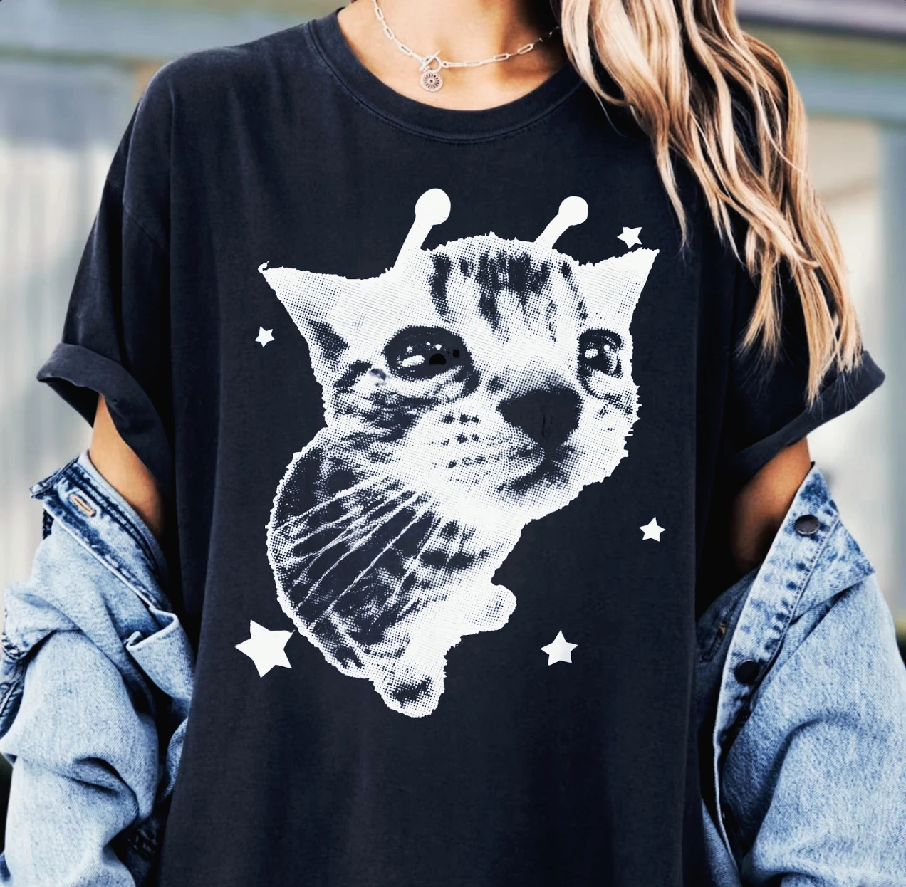 Harajuku Katzen-Grafik T-Shirts Y2k Tops für Männer und Frauen High Street Übergroßes T-Shirt Pro Choice Streetwear Vintage Tee Kleidung