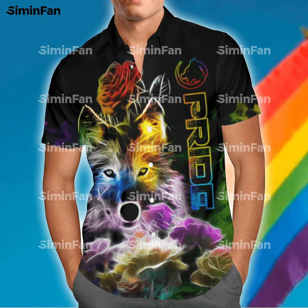 

LGBT Wolf Rose Smoke PRIDE 3D Full Printed Hawaiian Shirt Men Summer Camisa Female Top Unisex Tee Male Tshirt Streetwear