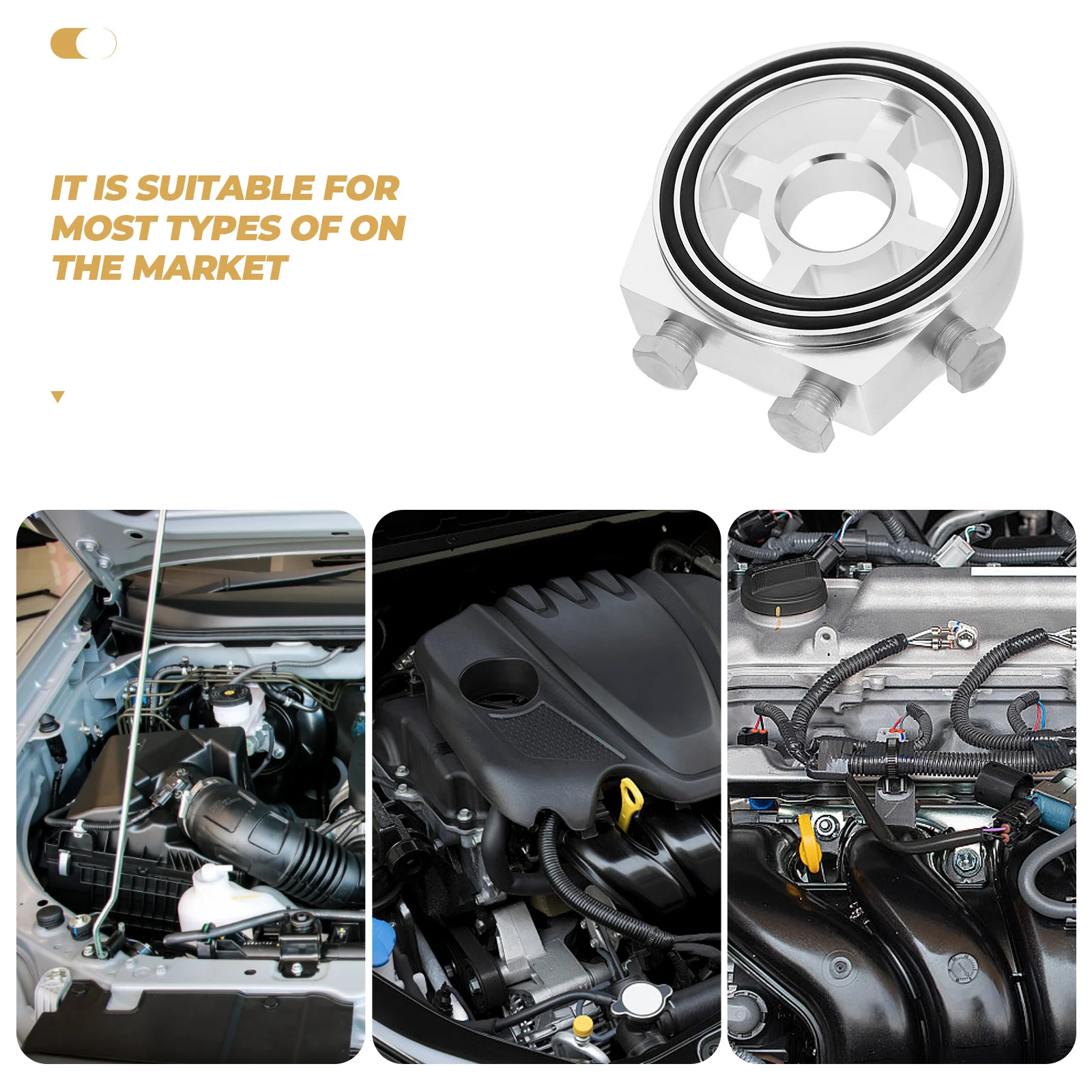 

Oil Cooler Adapter Aluminum Alloy Auto Cooling Plate Wear-Resistant Sandwich Fit For Automotive Pressure Filter Replacement