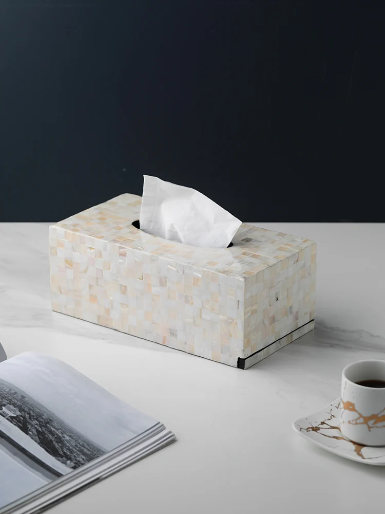 Shell tissue box handmade creative high-grade drawer box desktop napkin box