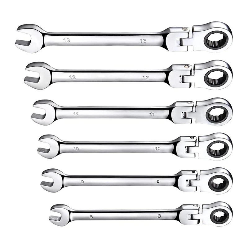 

HOT-12 Pcs Metric Flex-Head Ratchet Wrench 8-19Mm Flex-Tip Ratchet Set Combination Wrench Tool Ratchet Set