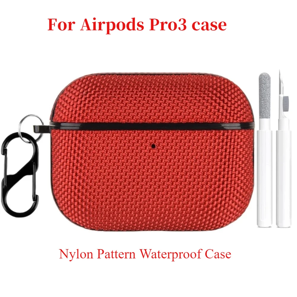 

Waterproof Nylon Pattern Earphone Cases for AirPods Pro 3 2025 with Cleaning Kit Keychain Full Protective Skin Accessories