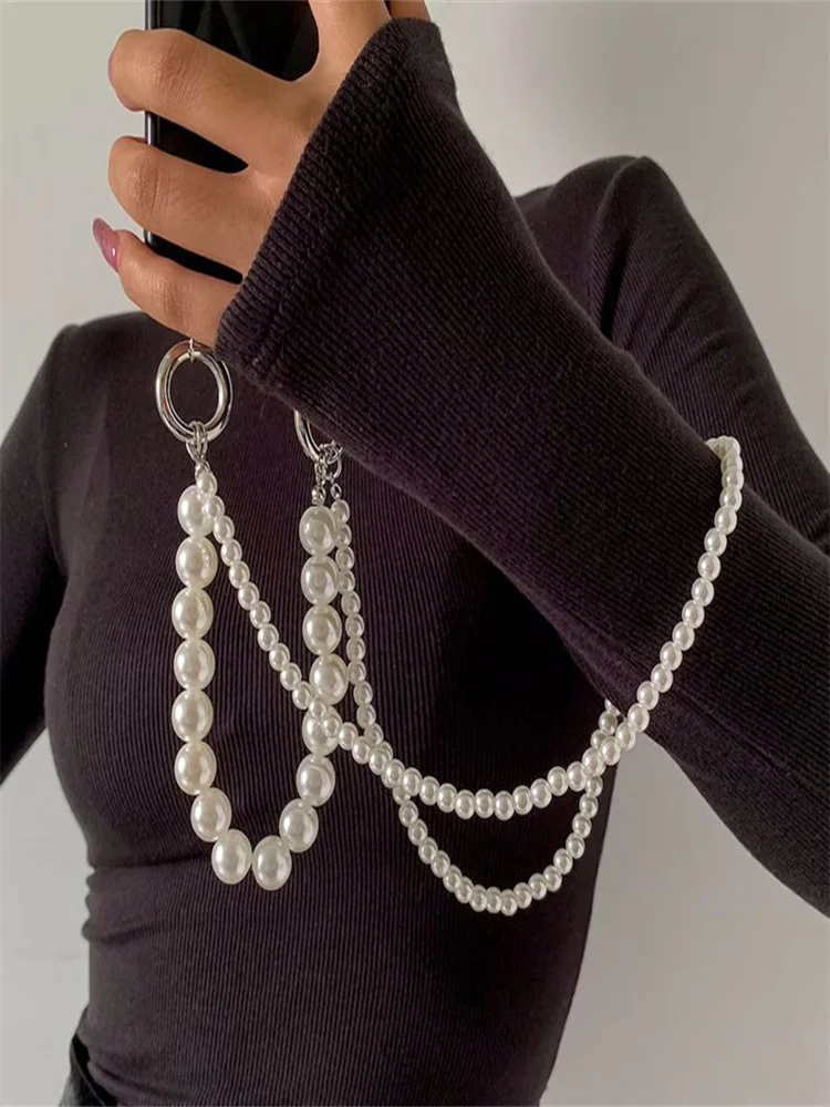 New Pearl Bead DIY Phone Chain Pearl DIY Jewelry Phone Case Accessories Pearl Diagonal Strap Bag Chain