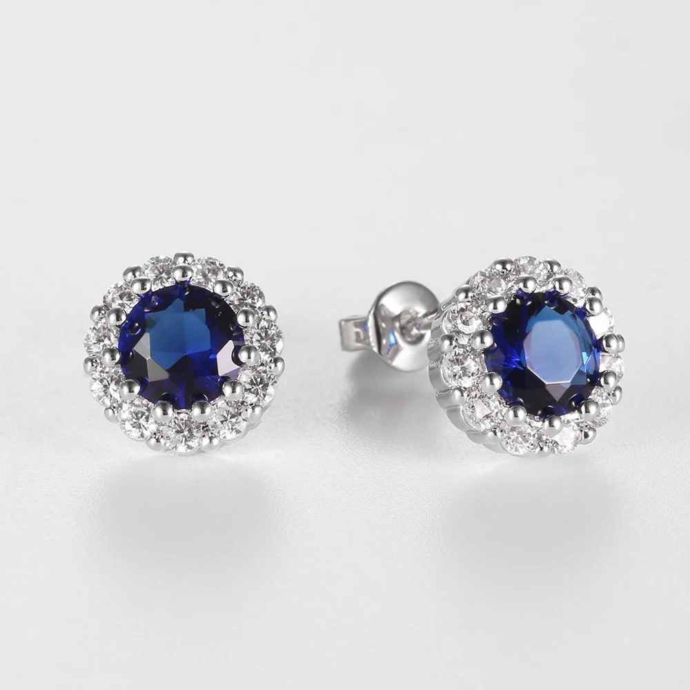 Pendientes geométricos de circonia cúbica para mujer, aretes minimalistas de piedra azul, Piercing para mujer