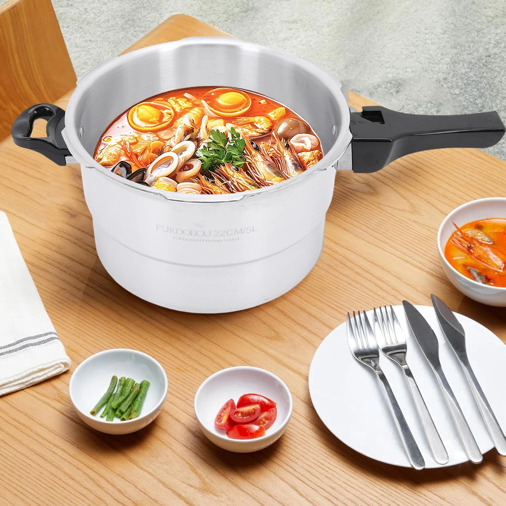 

Aluminum Pressure Cooker with Steaming Plate Aluminum Alloy Pressure Cooker Small Pressure Cooker for Gas Stove Induction Cooker
