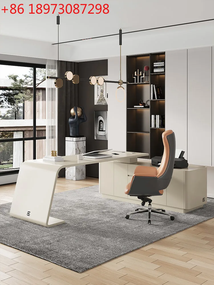 

Bugatti Italian minimalist desk painted with locker long and short boss desk