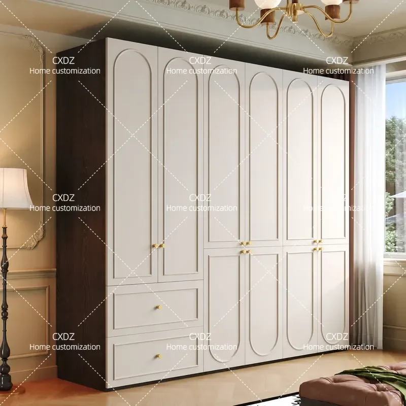 Full Size Solid Oak Wood Wardrobe for Bedroom Home Storage Retro Style Customizable Black and White Finish New Arrival