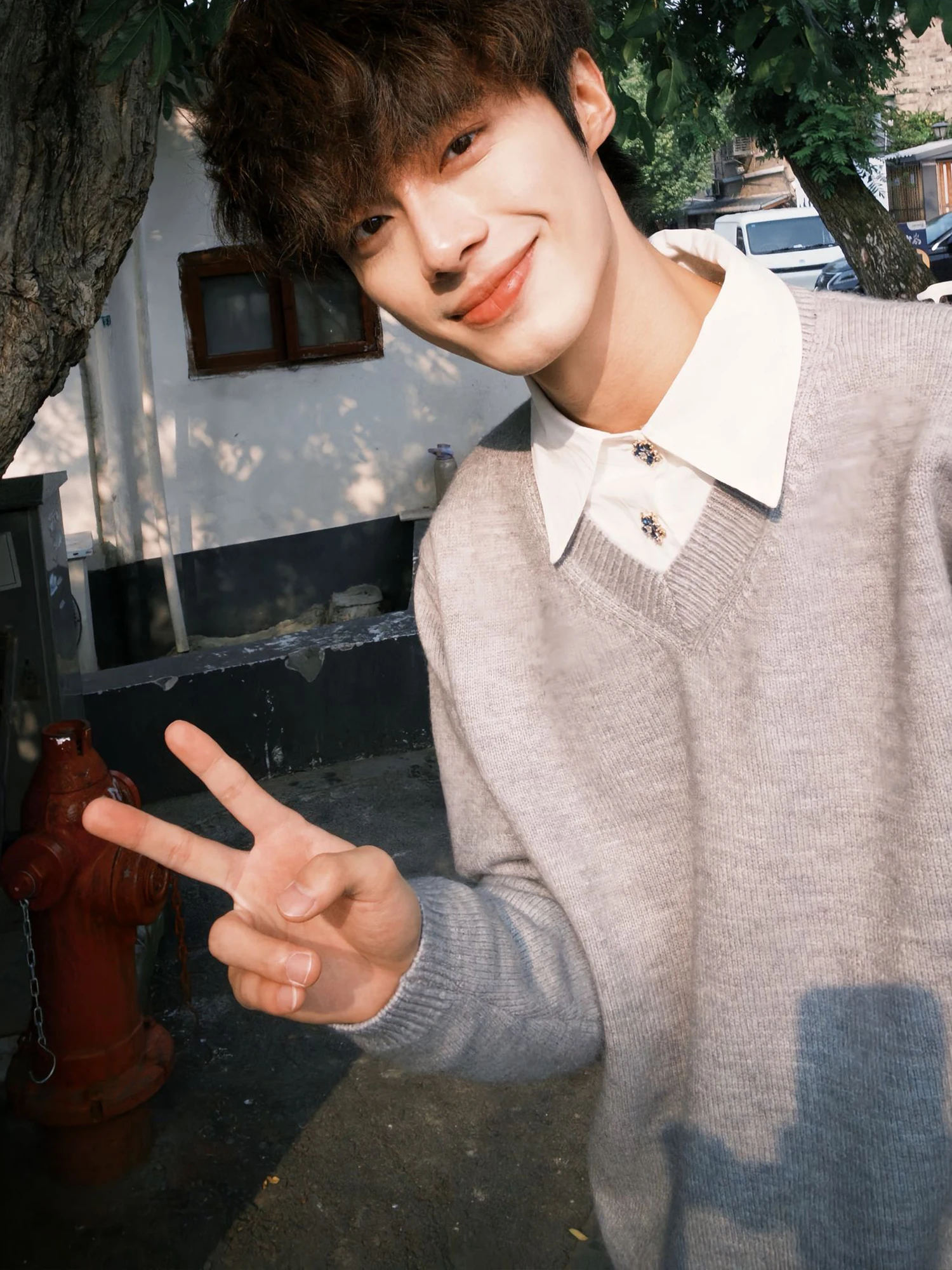 ay محبوك سترة V-Ne الرجال الخريف الشتاء الترفيه Aosphere كلية Sle طويلة Sve زر حتى تريكو غير رسمي #4