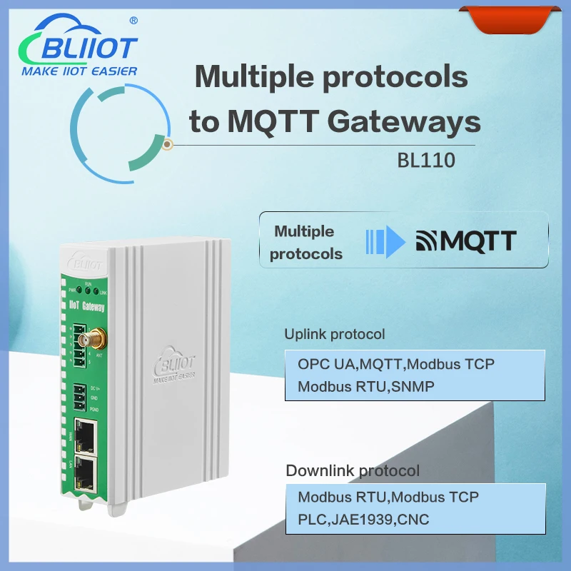 Industrial protocols gateway plc modbus RTU TCP to MQTT OPC UA ThingsBoard 4G ethernet wifi