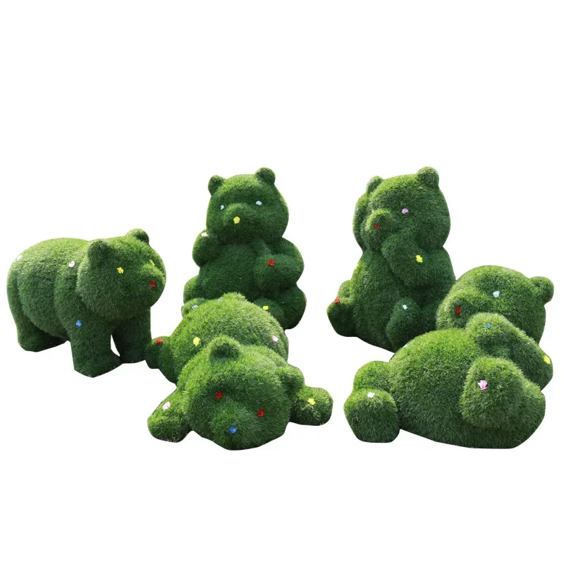 Simulation green plant panda sculpture outdoor fiberglass ornament garden landscape courtyard park green