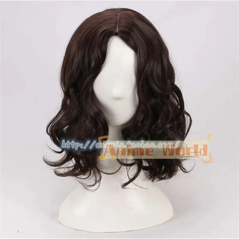 

dd54New Halloween Party Sir Anduin Lothar Costume Cosplay Jesus Dark Brown Wavy Wig Synthetic Hair
