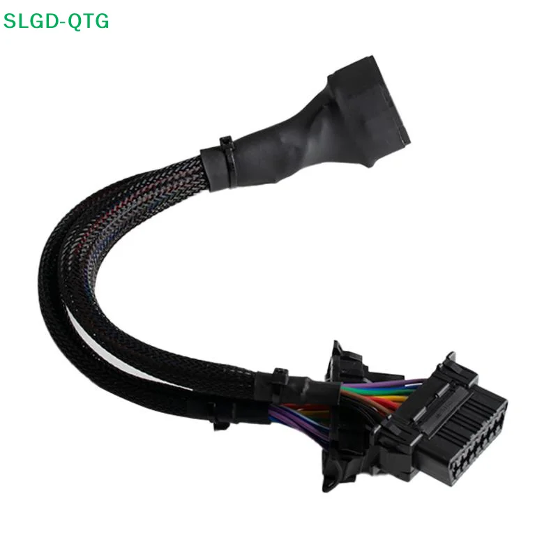 Hot OBD2 Male To Dual Female Elbow Extension Cable With 16pins Available To Connected 1 IN 2 Converted Extender Adapter