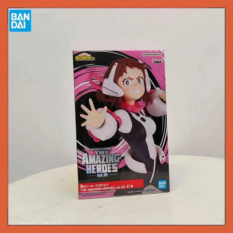 Bandai My Hero Academia Action Figure Brinquedos para Crianças, Anime Original, Ochaco Uraraka, Modelo Colecionável, Presente de Enfeites, Em Stock