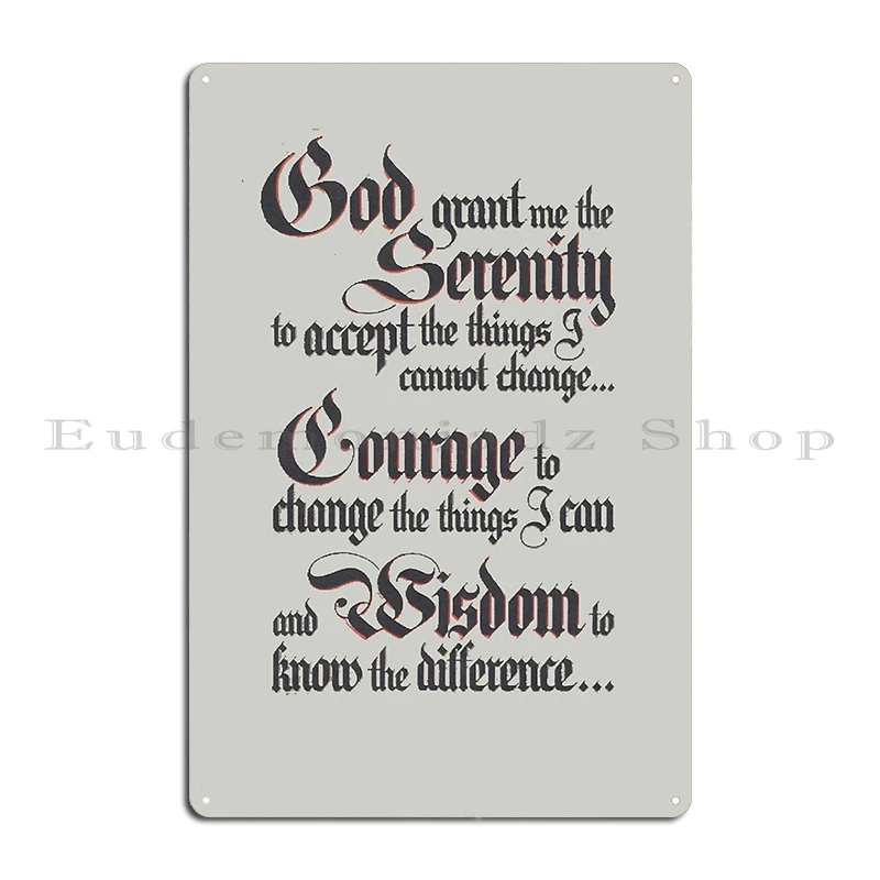 صلاة الصفاء بالألوان الطبيعية AA النصي الصفاء الشجاعة الحكمة الأزهار BW المعادن حفلة مخصصة جدار ديكور تين تسجيل ملصق #4