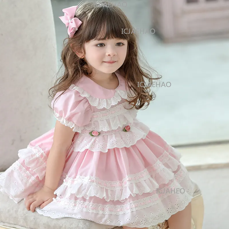 2026 Luxury Light Lolita Princess Spanish Style Girls Children Puffy Tutu Dress Baby Kids Short Sleeve Dresses Vestido Costume