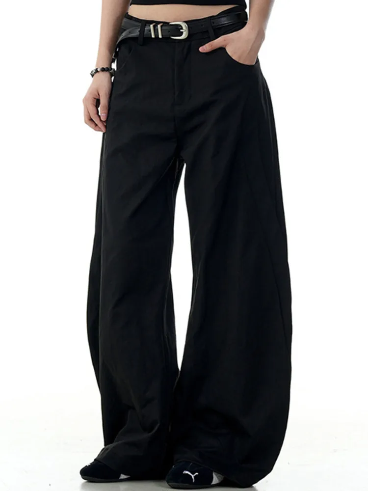 Vintage Men's Suit Pants Solid Color American Style New Fashion Trend Summer Curved Knife Trousers Male Pocket VNDR56