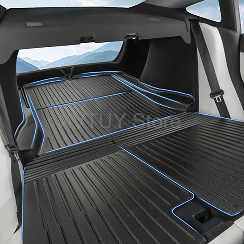 

Car Rear Trunk Backrest Floor Mat TPE Waterproof Protector Liner Pet Anti-kick Pad Auto Accessories for Tesla Refresh Model 3 Y