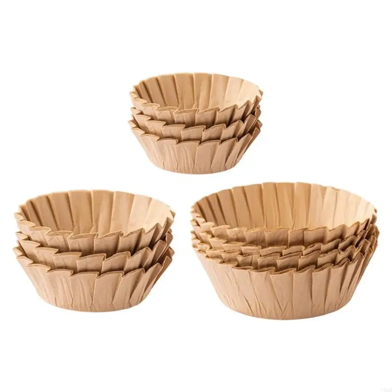 Round Cake Parchment Paper Cups, Formed Fluted Baking Cup Set for Oven Cake Tin Use, Oil Resistant Paper Wall, 50 Pack Y5GB