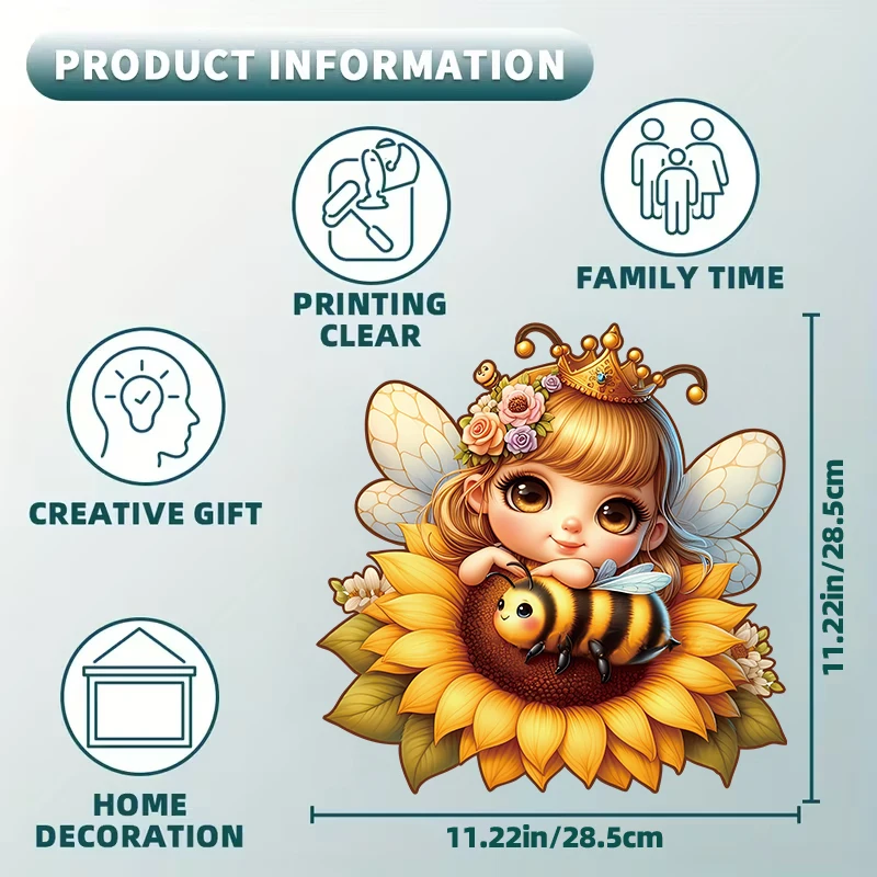 Sunflower Elf Wooden Puzzle for Adults, Unique Shaped Pieces, Exquisite Gift Box, Brain Exercise, Room Decor, Holiday Gifts